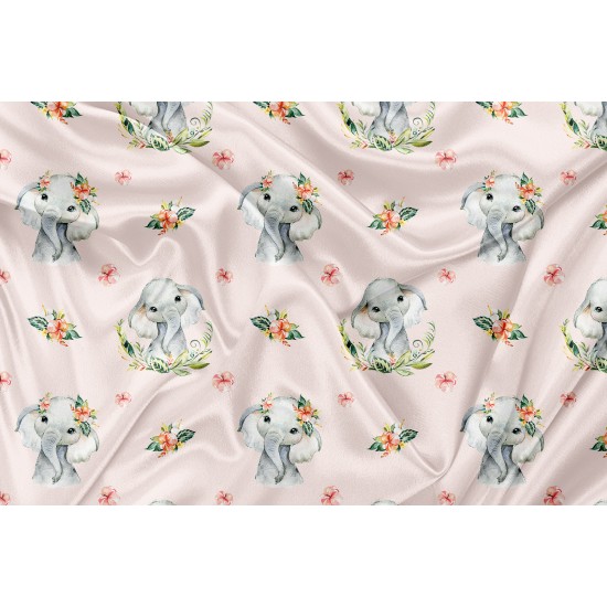 Printed Cuddle Minky Éléphant Floral Tropical - PRINT IN QUEBEC IN OUR WORKSHOP
